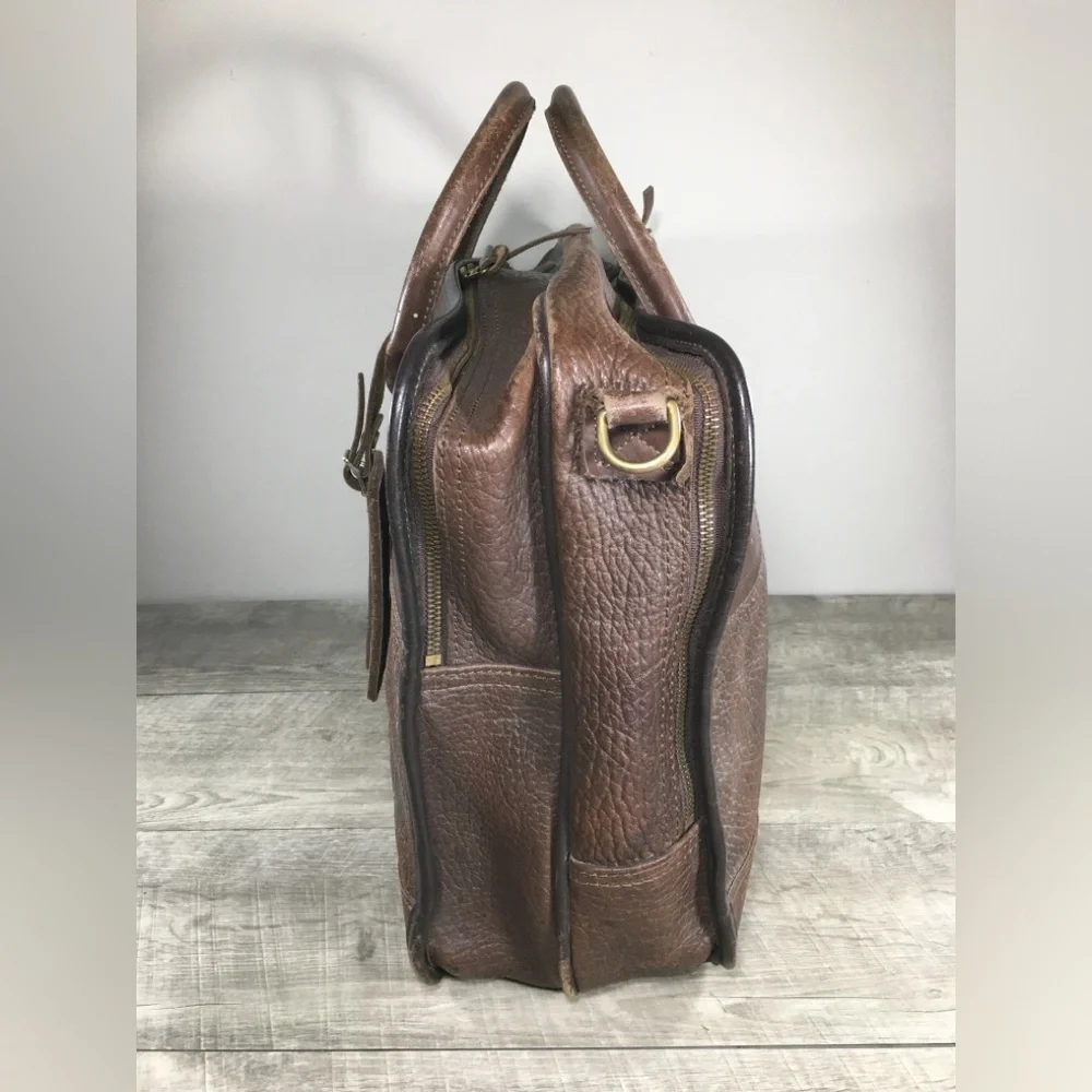 J W Hulme Original Heavy Leather Briefcase Messenger Overnight American Made